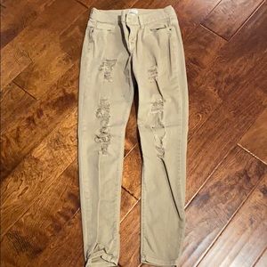 Tan distressed jeggings